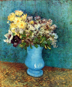 Jarrón con Flieder Margerites und Anemones Vincent van Gogh Impresionismo Flores Pinturas al óleo